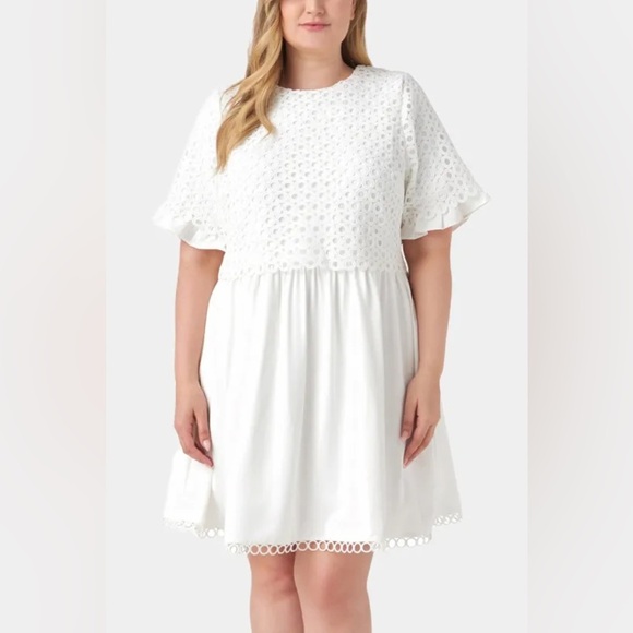 knee length dresses for ladies Lace Detail Mini Dress – English Factory main image 0